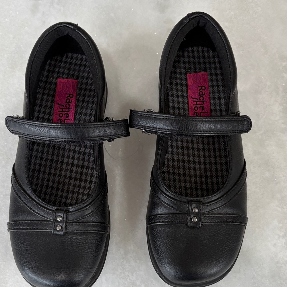 Rachel Shoes Classic Black Strap Flats